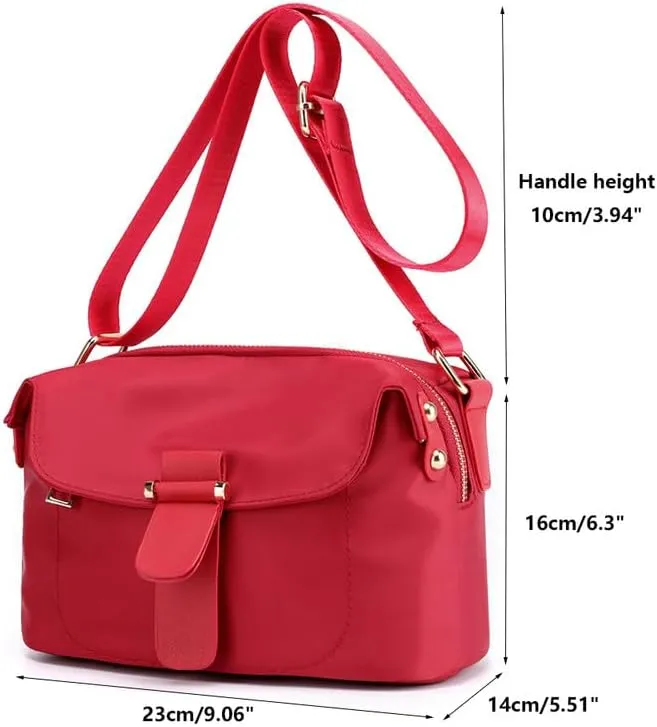 Women's Crossbody Handbags Nylon Crossbody Bags for Women Waterproof Shoulder Bag Travel Size Satchel Bags Hobo Handbag Red
