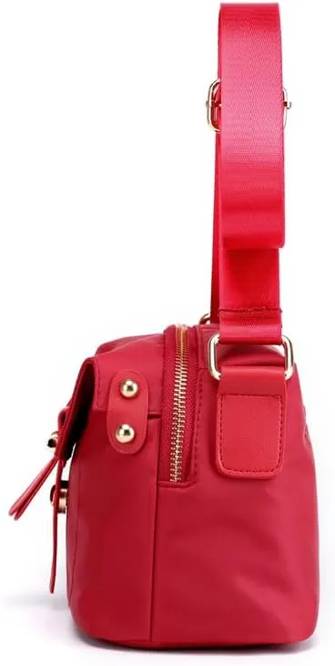 Women's Crossbody Handbags Nylon Crossbody Bags for Women Waterproof Shoulder Bag Travel Size Satchel Bags Hobo Handbag Red