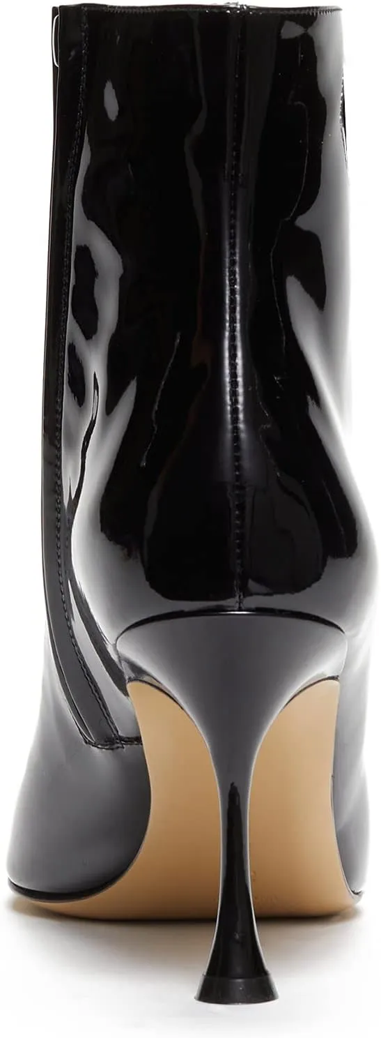 Women's High Heel Ankle Boots Crystal Heart Rhinestones Embellished Sexy Pointed Toe Stilettos Dress Black Booties