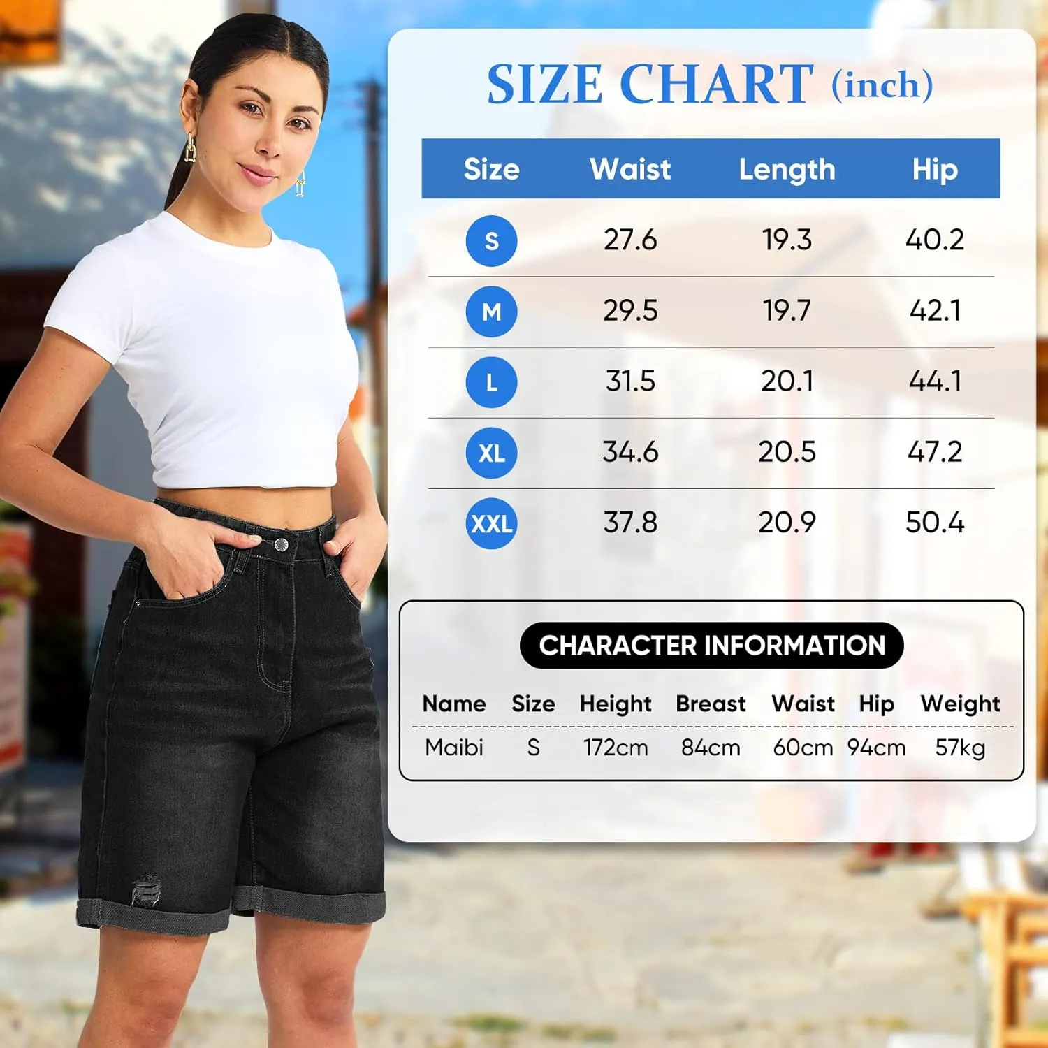 Women's High Waist Long Jean Shorts for Women Girls Denim Shorts Ripped Distressed Jeans Short