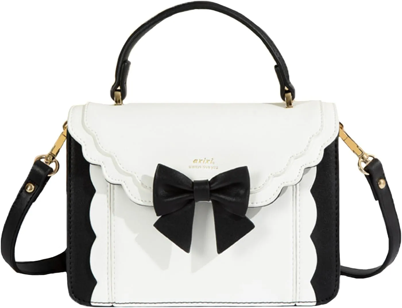 Women's Lolita Messenger Bag Sweet Bowknot Fashion PU Leather Satchel Handbag Anime Crossbody Shoulder Bag
