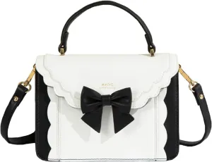 Women's Lolita Messenger Bag Sweet Bowknot Fashion PU Leather Satchel Handbag Anime Crossbody Shoulder Bag