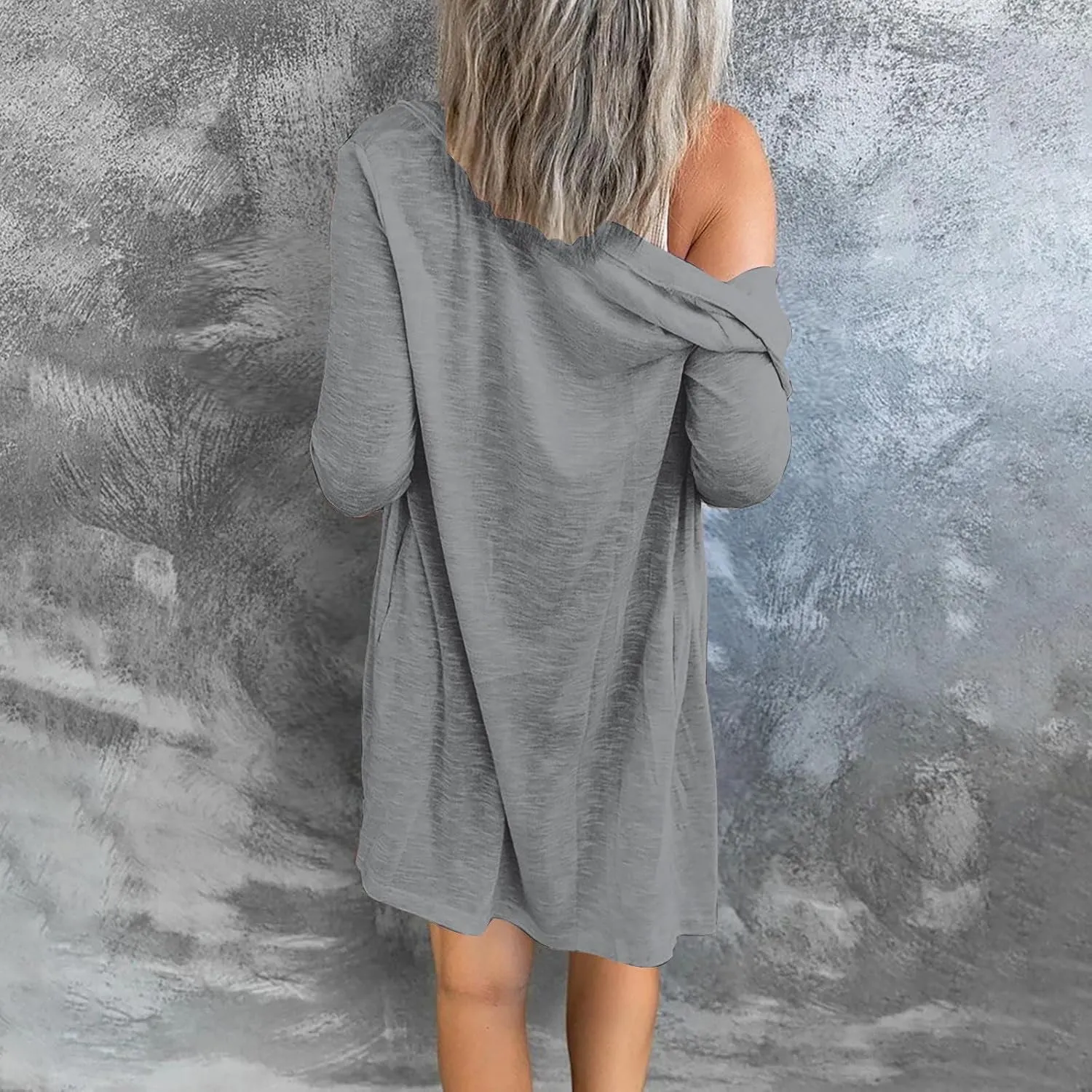Womens Long Sleeve Open Front Cardigans Fashion Long Sweaters Warm Elegant Loose Casual Outwear