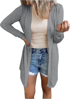 Womens Long Sleeve Open Front Cardigans Fashion Long Sweaters Warm Elegant Loose Casual Outwear