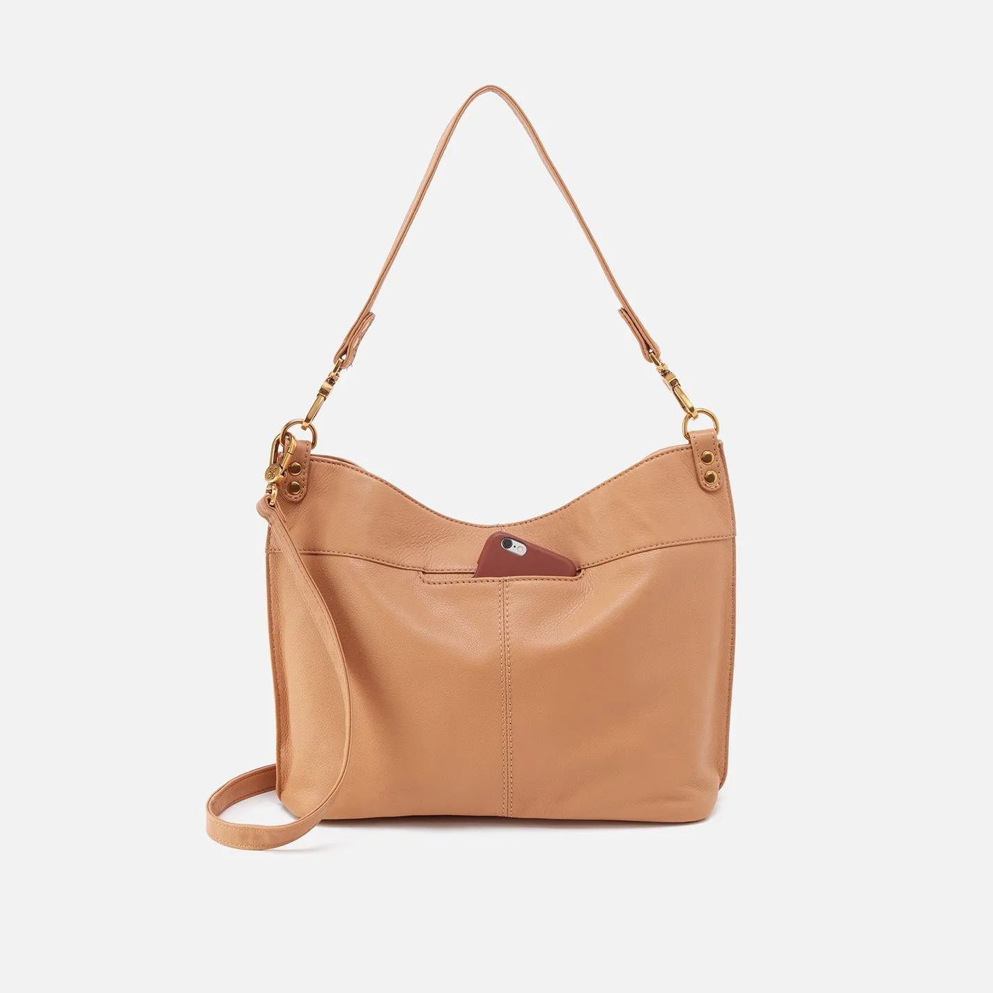Women‘s Pier Shoulder Bag In Pebbled Leather - Sandstorm