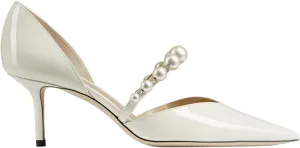 Women's Pointed Toe High Heels Pearl Embellished Strap Pumps Close Toe Stiletto Heeled Pumps for Wedding Party Dress Office