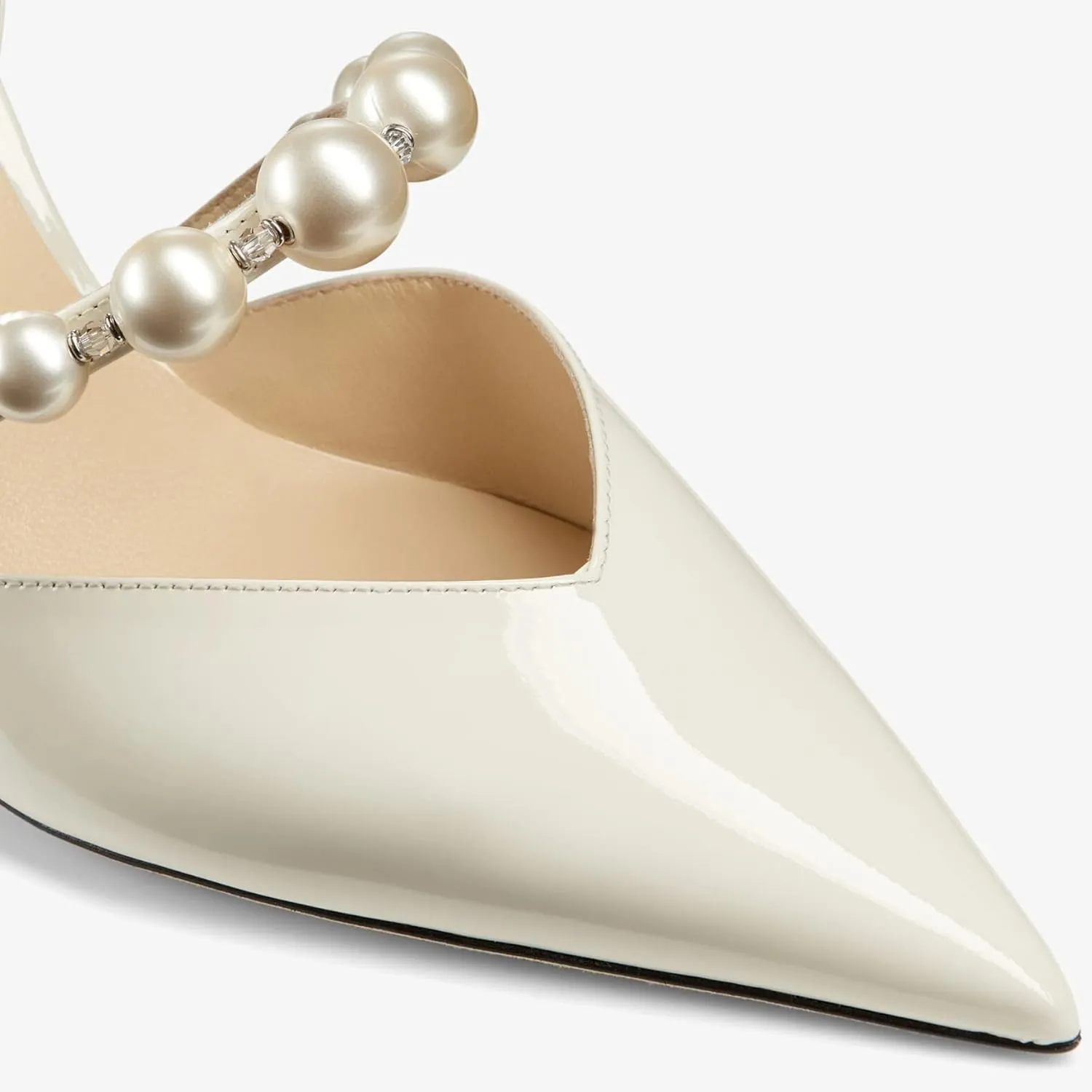 Women's Pointed Toe High Heels Pearl Embellished Strap Pumps Close Toe Stiletto Heeled Pumps for Wedding Party Dress Office
