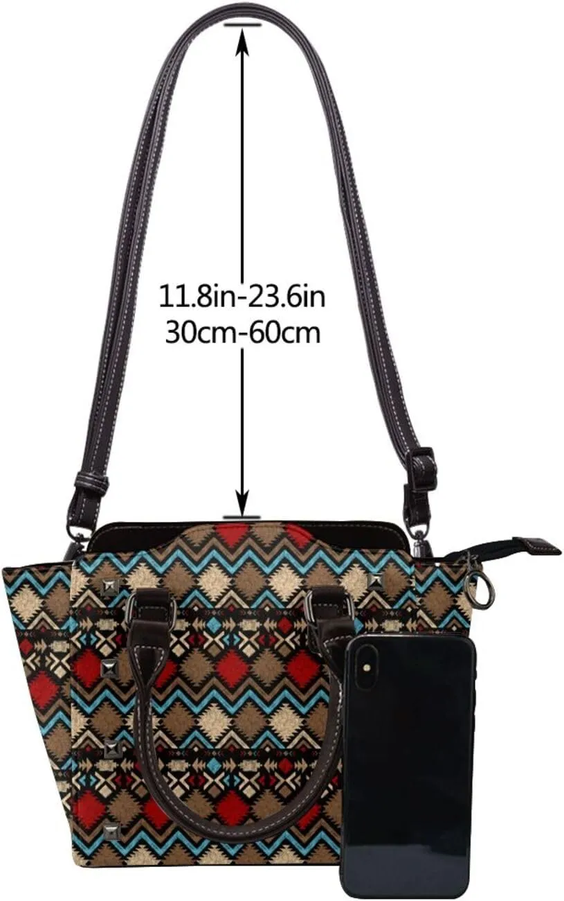 Women's Pu Leather Handbag Rivet Shoulder Bag Studded Top Handle Satchel Crossbody Tote Bag Punk Bag Purse