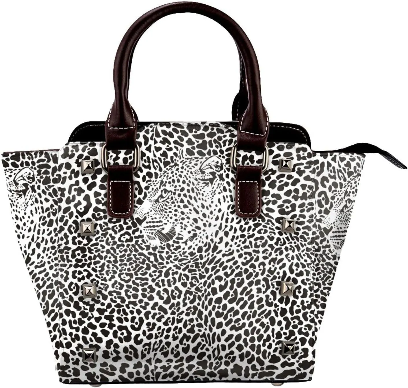 Women's Pu Leather Handbag Rivet Shoulder Bag Studded Top Handle Satchel Crossbody Tote Bag Punk Bag Purse