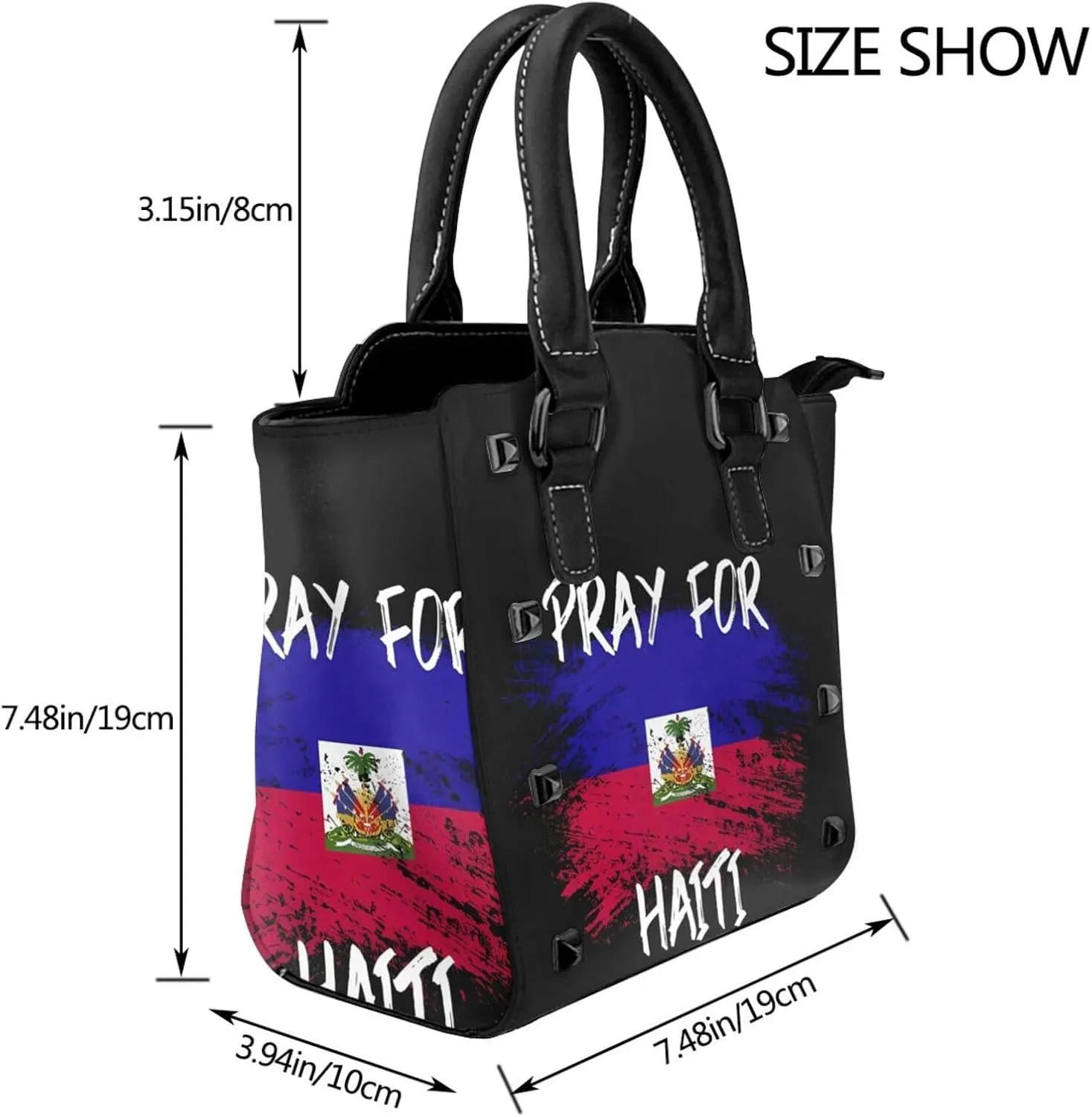Women's Pu Leather Handbag Rivet Shoulder Bag Studded Top Handle Satchel Crossbody Tote Bag Punk Bag Purse