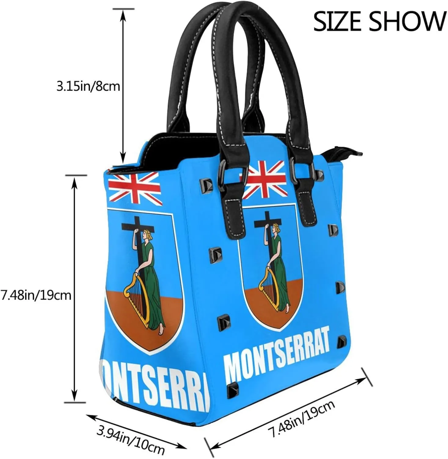 Women's Pu Leather Handbag Rivet Shoulder Bag Studded Top Handle Satchel Crossbody Tote Bag Punk Bag Purse