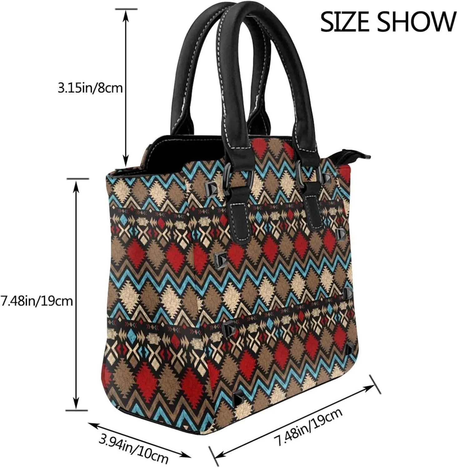 Women's Pu Leather Handbag Rivet Shoulder Bag Studded Top Handle Satchel Crossbody Tote Bag Punk Bag Purse