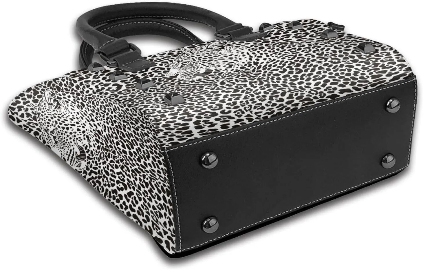 Women's Pu Leather Handbag Rivet Shoulder Bag Studded Top Handle Satchel Crossbody Tote Bag Punk Bag Purse