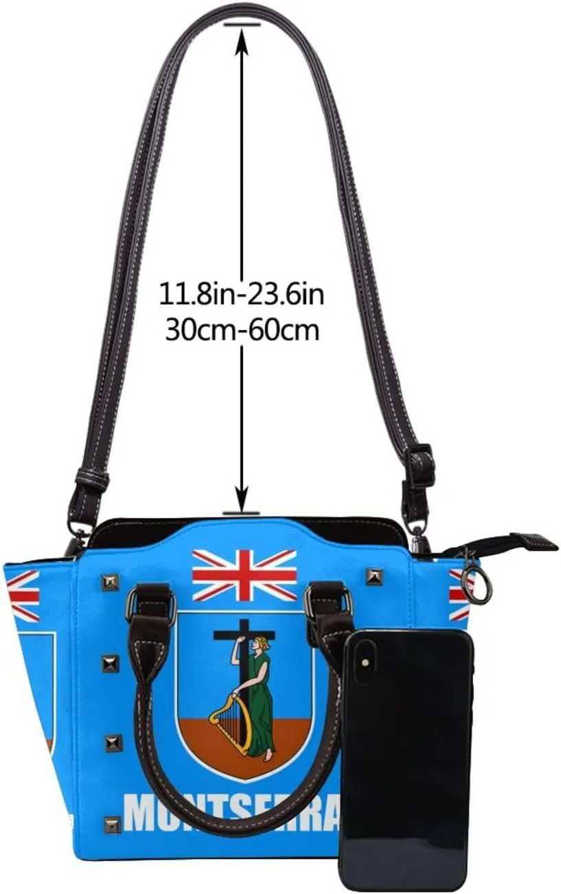 Women's Pu Leather Handbag Rivet Shoulder Bag Studded Top Handle Satchel Crossbody Tote Bag Punk Bag Purse