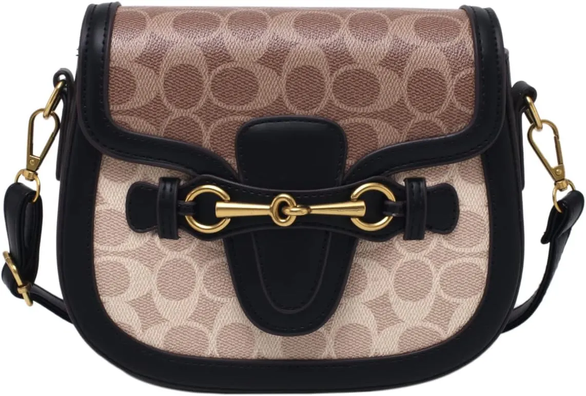 Women's Small Crossbody Bags with Golden Buckle Artificial Leather Purse Handbag in Fashionable Design