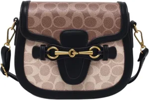 Women's Small Crossbody Bags with Golden Buckle Artificial Leather Purse Handbag in Fashionable Design