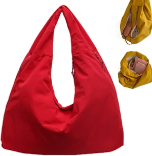 Women's Solid Color Textured Draped Tote Bag Big Capacity Minimalist Versatile Shoulder Bag