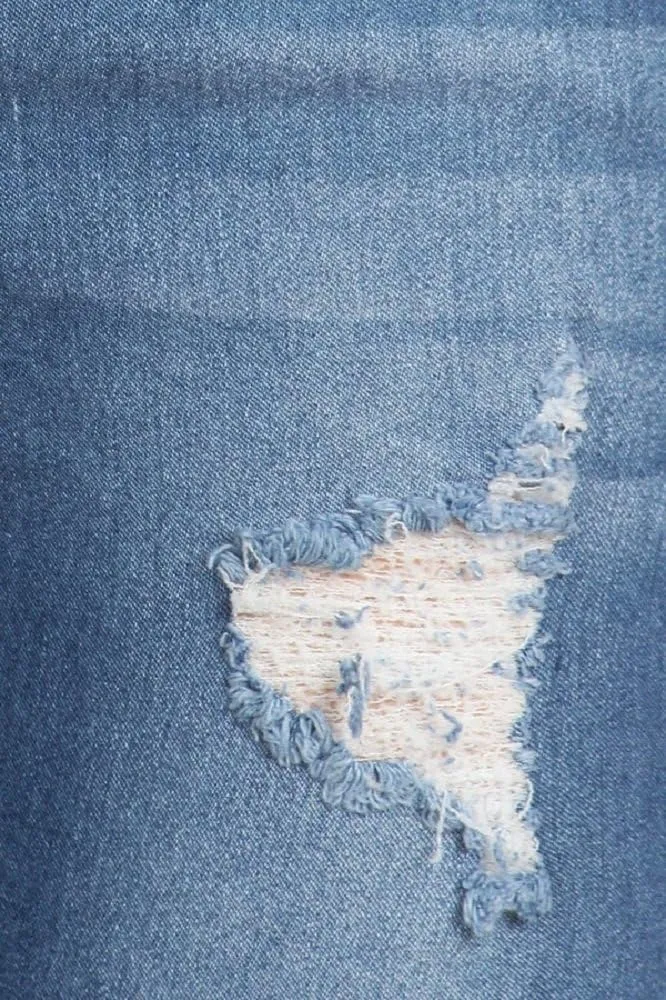 Women's Stretch Pull-On Jeans Skinny Ripped Distressed Denim Jeggings Regular-Plus Size
