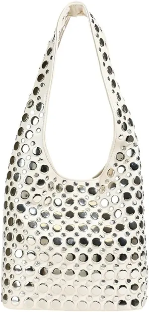 Women's Studded Shoulder Bag Soft PU Leather Y2k 90s Punk Tote Bags Streetwear Underarm Purse Top-handle Hobo Handbag