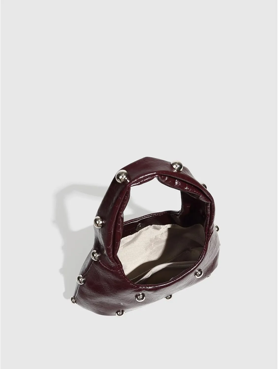Women's Studded Y2k Shoulder Bag Punk Rock Leather Hobo Handbags with Silver Studs Trendy Daily Life Purses