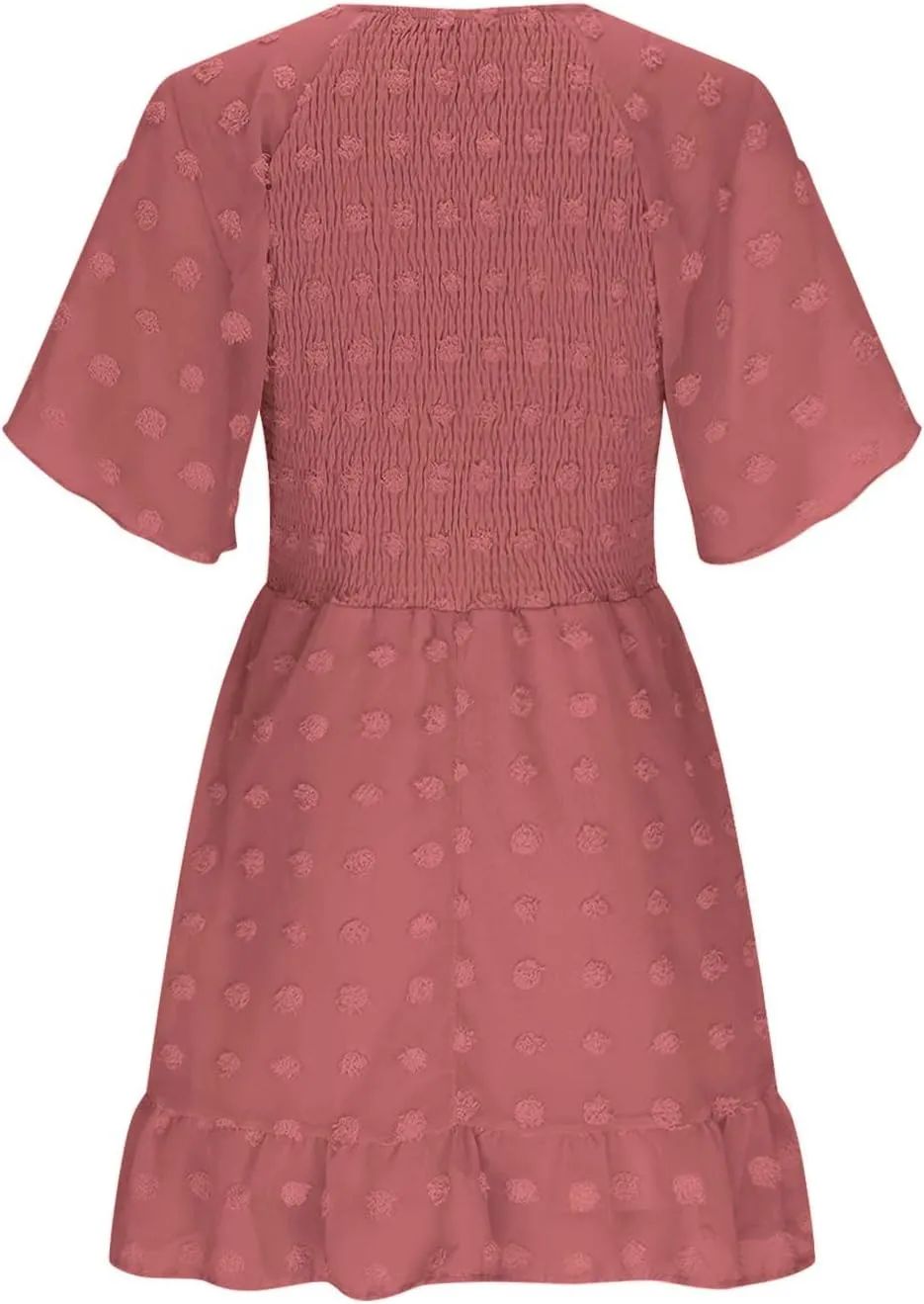Womens Summer Dresses Short Flutter Sleeve v Neck Dresses Casual Empire Waist A-Line Dresses Mini Vacation Sundresses