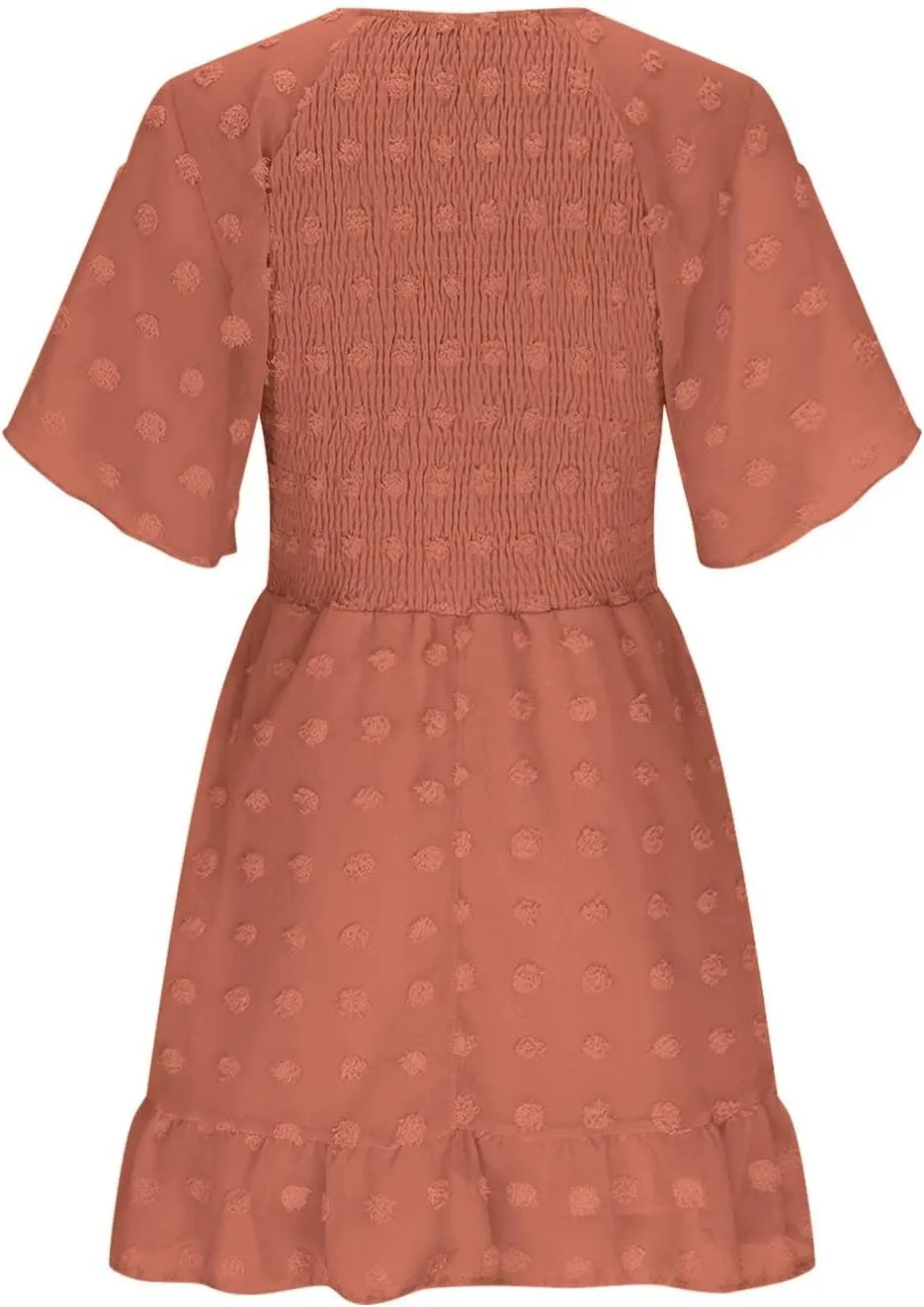 Womens Summer Dresses Short Flutter Sleeve v Neck Dresses Casual Empire Waist A-Line Dresses Mini Vacation Sundresses