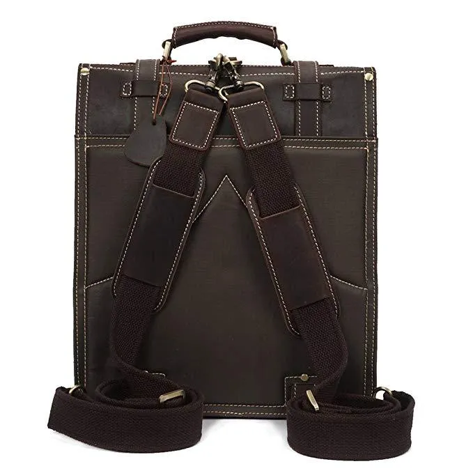 Woosir Vintage Crazy Horse Genuine Leather Backpack