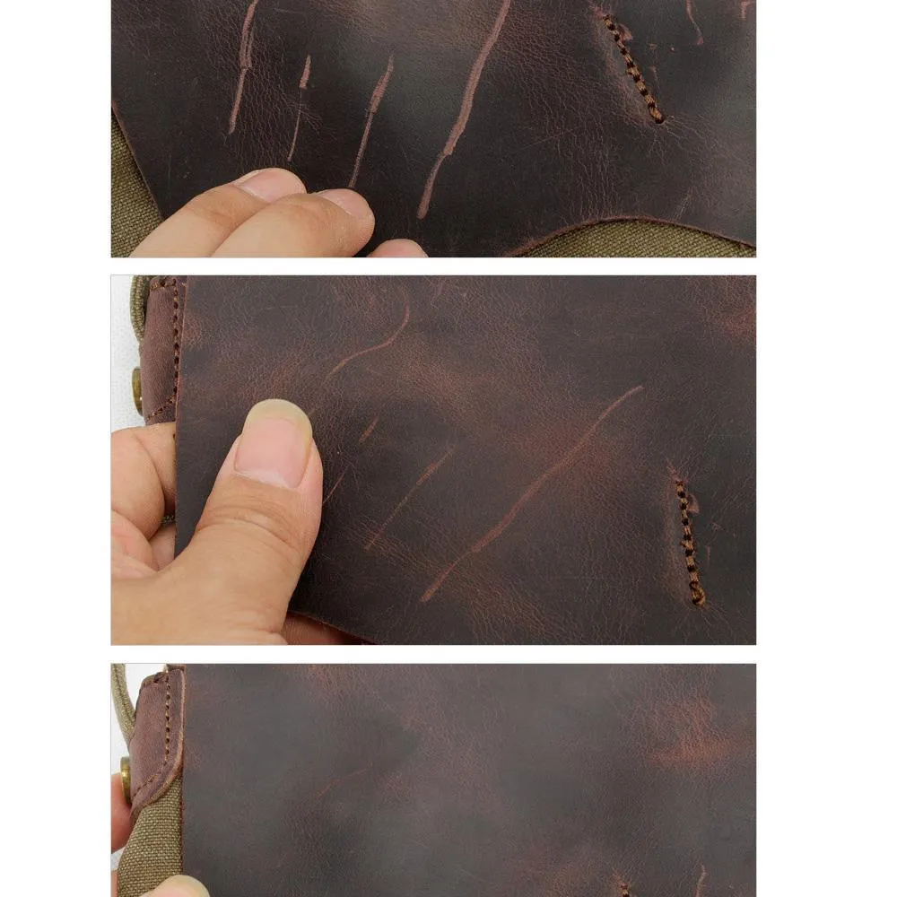 Woosir Vintage Crazy Horse Genuine Leather Backpack