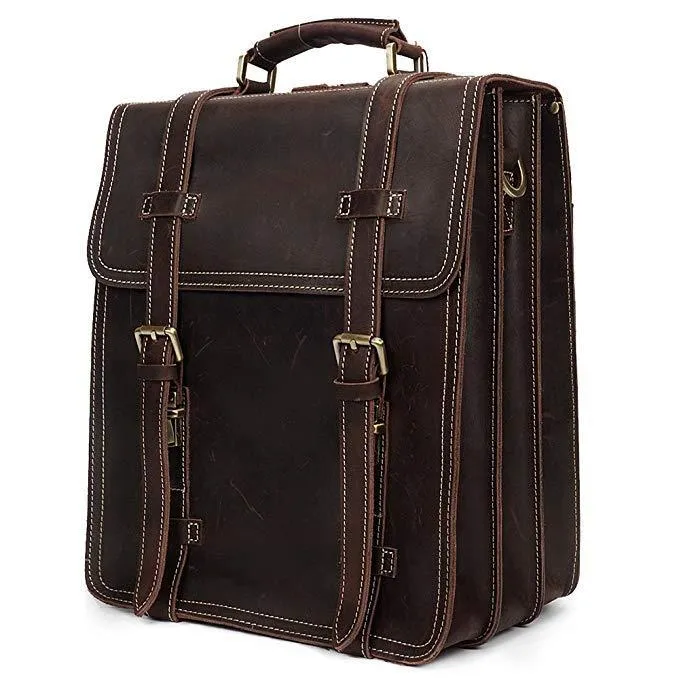 Woosir Vintage Crazy Horse Genuine Leather Backpack