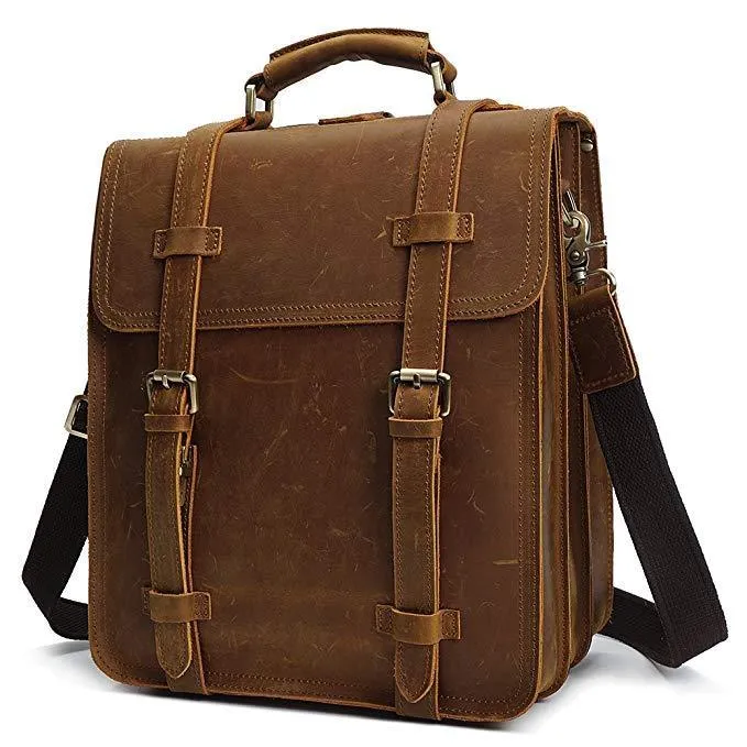 Woosir Vintage Crazy Horse Genuine Leather Backpack