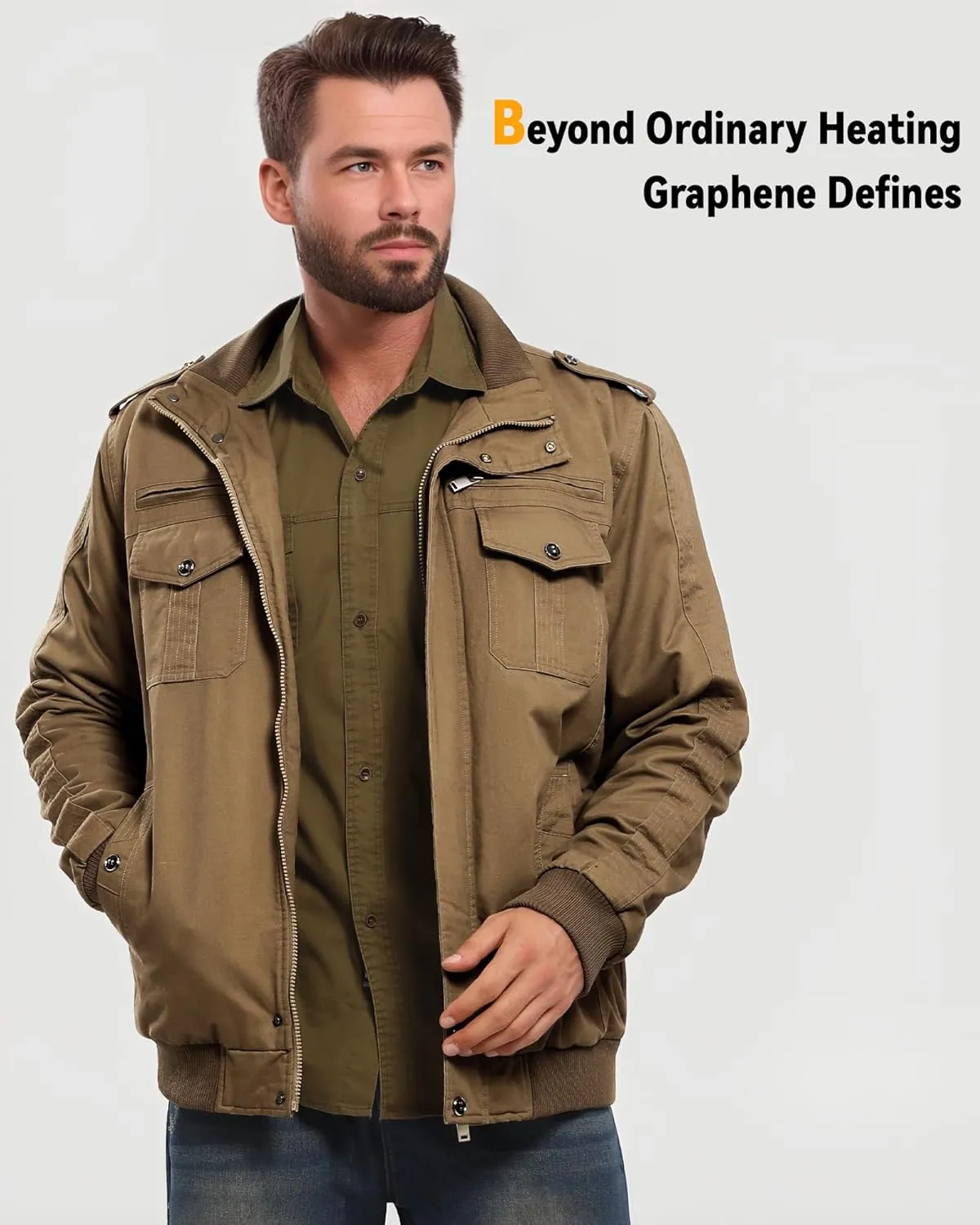 Wulcea Graphene Heated Jacket for Men 12V Fast Charge 18400mAh Large Capacity