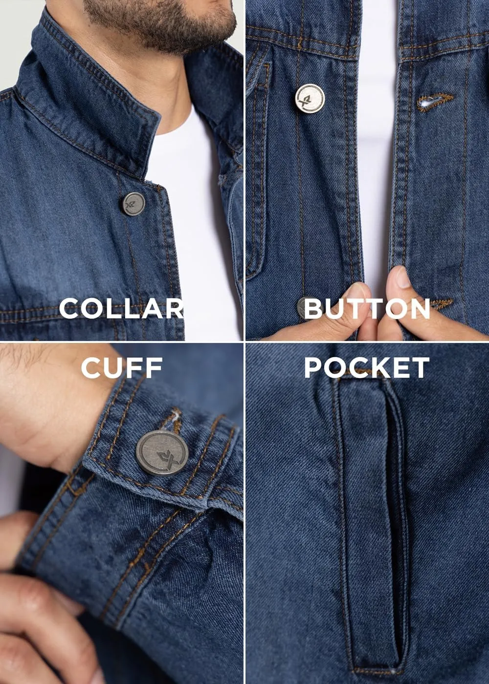 X RAY Mens Denim Jacket, Washed Ripped Distressed Flex Stretch Casual Trucker Biker Jeans Jacket for Men