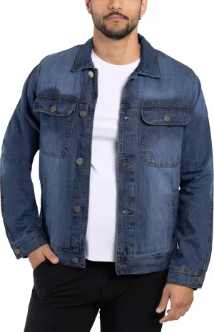 X RAY Mens Denim Jacket, Washed Ripped Distressed Flex Stretch Casual Trucker Biker Jeans Jacket for Men