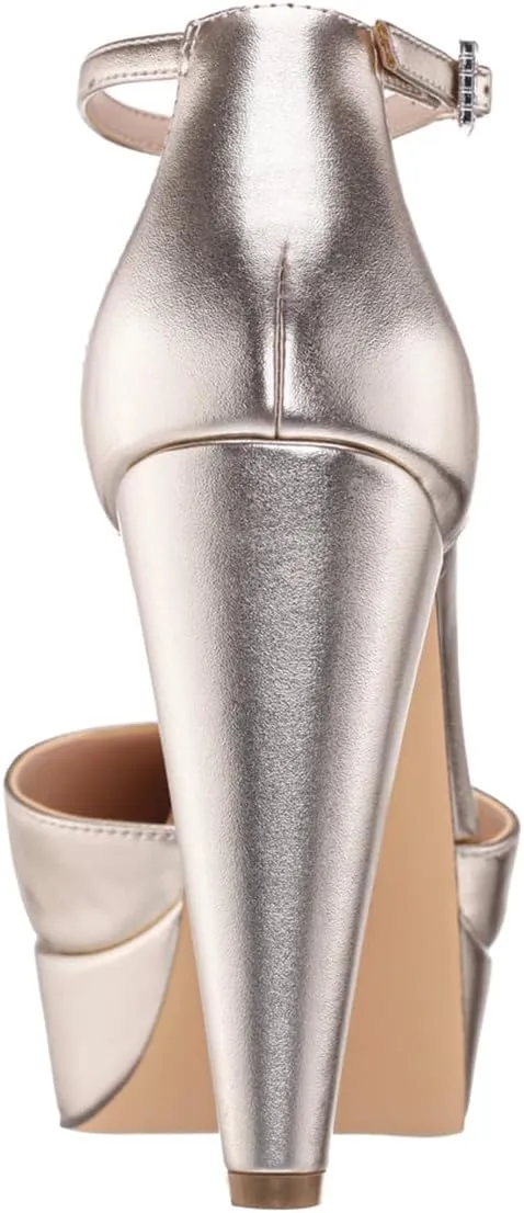 YDN Women Platform Sandals Ankle Strap D’Orsay Cone High Heels Pointed Toe Studded Buckle Shoes Party Shopping Dating Size 4-16 US
