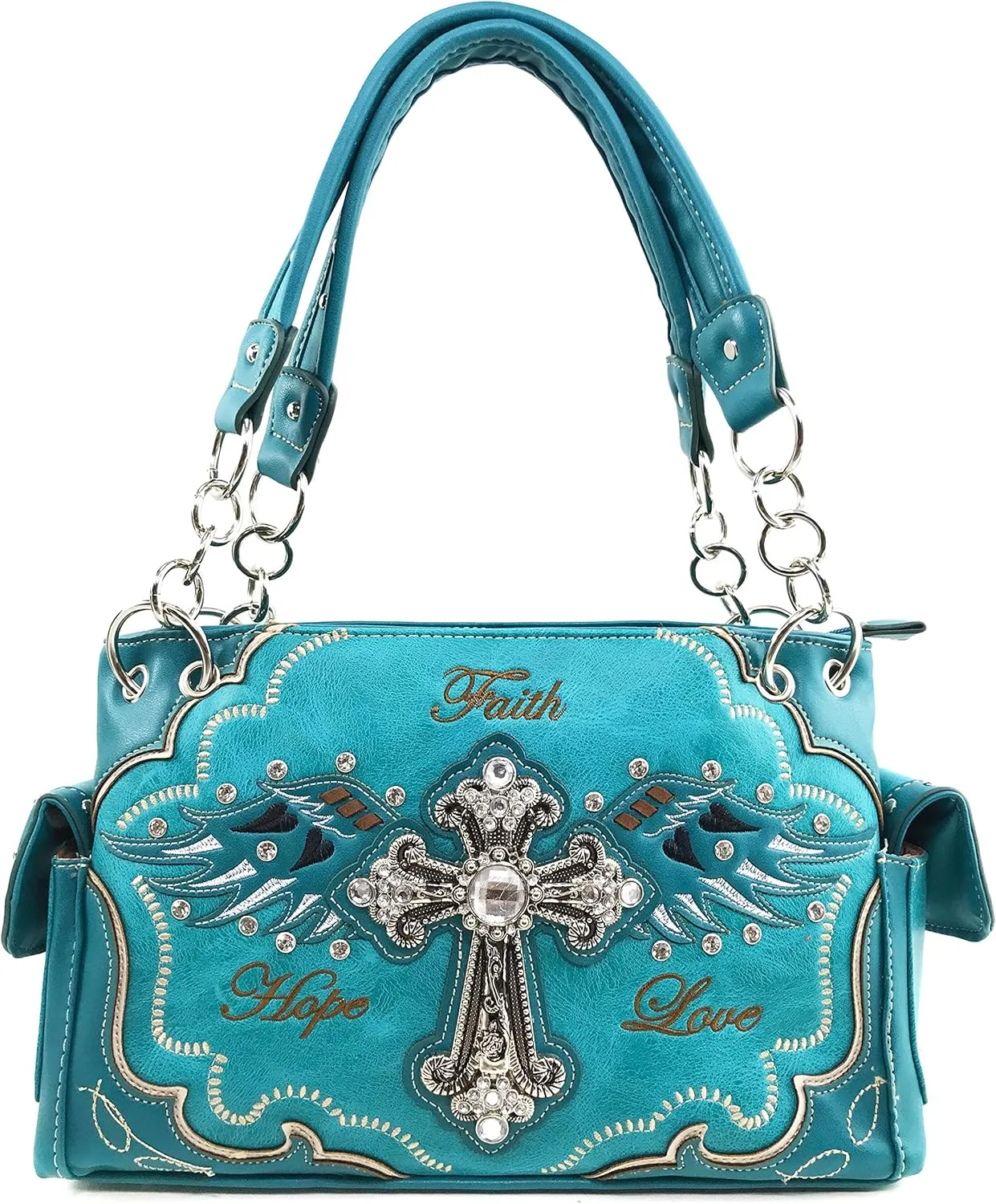 Zelris Faith Love Hope Cross Angel Wing Bible Women Conceal Carry Handbag Purse