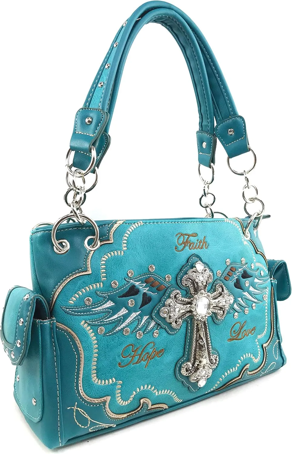 Zelris Faith Love Hope Cross Angel Wing Bible Women Conceal Carry Handbag Purse