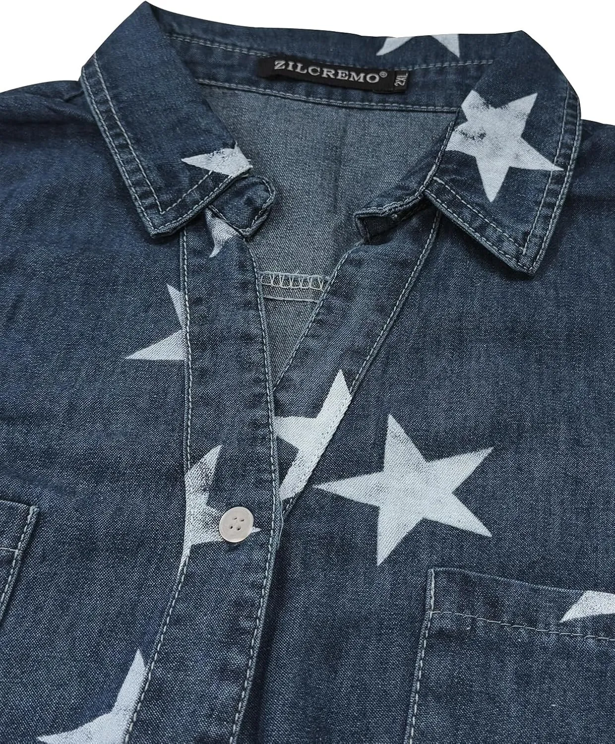 Zilcremo Women Denim Shirt Dresses Long Sleeve Distressed Jean Dress Button Down Casual Tunic Top