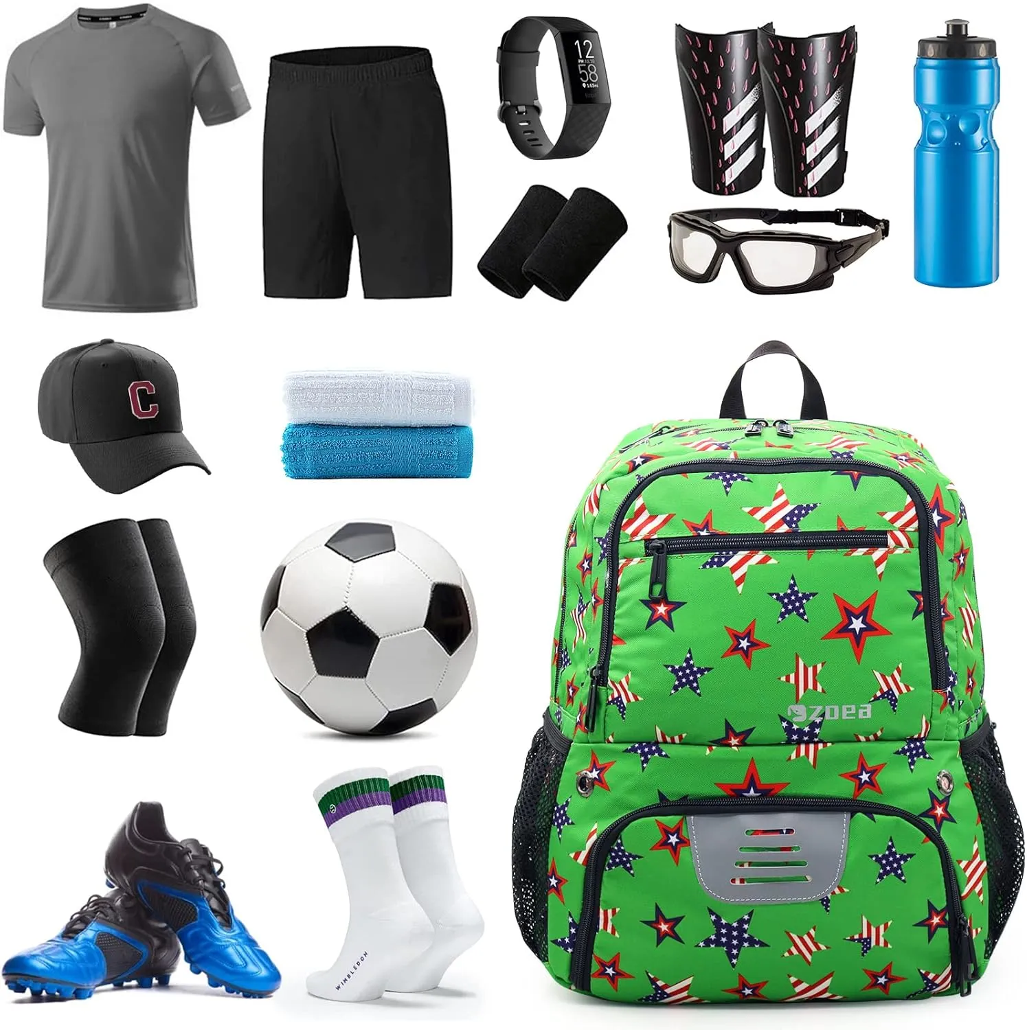 ZOEA Youth Soccer Bags - Boys Girls Backpack for Soccer, Basketball & Football & Volleyball with Ball Compartment