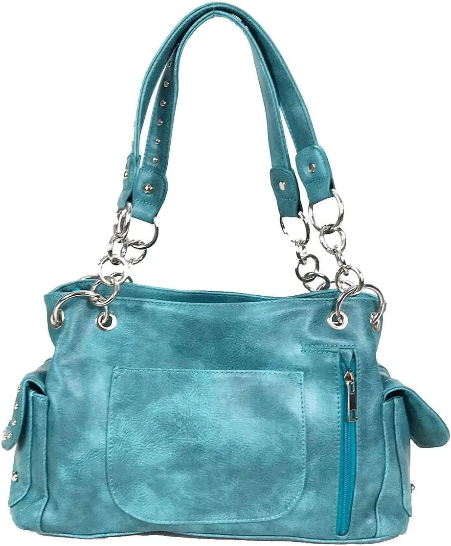 Zzfab Rhinestone Cross Embroidered Floral Western Handbag